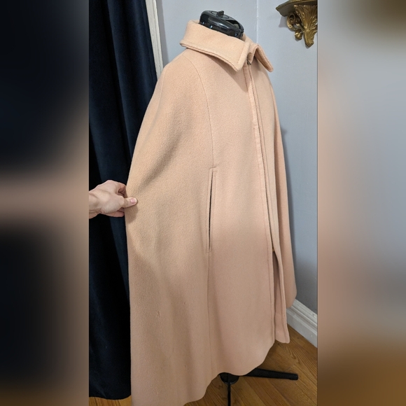 Vintage tan wool cape with collar, fully lined, OS, handmade - Picture 2 of 8